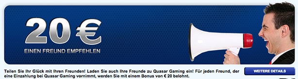 Quasar Gaming Bonus ohne Einzahlung